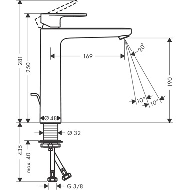 Hansgrohe Vernis Blend 190 egykaros mosdócsaptelep fém automata lefolyógarnitúrával, króm