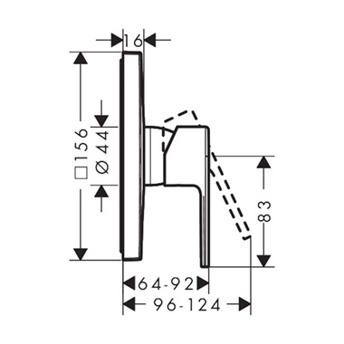 Vernis Shape egykaros falsík alatti zuhanycsaptelep króm