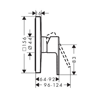 Hansgrohe Vernis Shape egykaros falsík alatti zuhanycsaptelep matt fekete