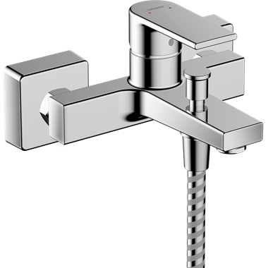 Hansgrohe Vernis Shape egykaros falon kívüli kádcsaptelep 2 féle átfolyási sebességgel, króm
