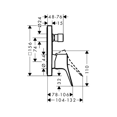 Hansgrohe Vivenis egykaros falsík alatti kádcsaptelep króm