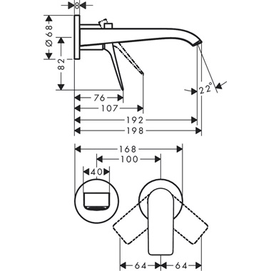 Hansgrohe Vivenis falsík alatti mosdócsaptelep 19,2 cm-es kifolyó, matt fekete 