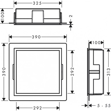 Hansgrohe XtraStoris Individual falfülke design kerettel 30x30x10 cm. matt fekete, arany 