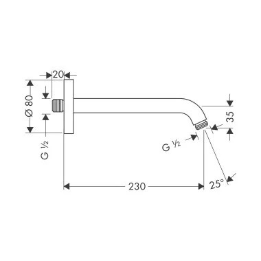 Hansgrohe zuhanykar 23 cm, DN15,  króm 