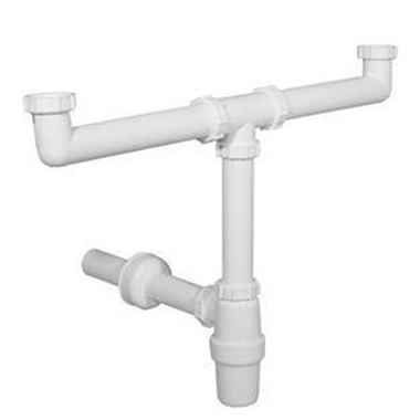 McAlpine mosogató szifon mosogatógép bekötéssel, 2 medencés 6/4"-40 mm