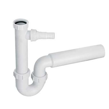 HC mosogató csőszifon 6/4"x50 mm mosógép tömlő csatlakozóval, szelep nélkül