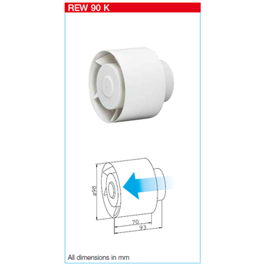 Helios Rew 90K csőbeduható ventilátor