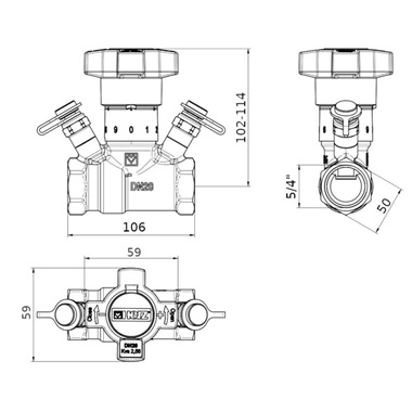 Herz Strömax-GN szabályozószelep 5/4"+ mérőcsonk