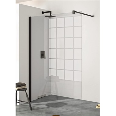 Technik Sanitary (Hüppe) X-One Walk-In zuhanyfal, 990-1005x2000, Antiplaque üveg, fekete Technik Sanitary (Hüppe) X-One Walk-In zuhanyfal, 990-1005x2000, Antiplaque üveg, fekete