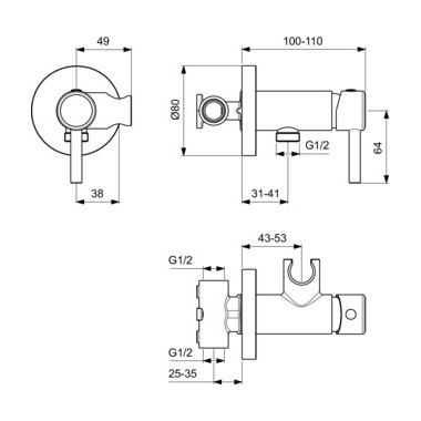 Ideal Standard Bidetta falon belüli bidé csaptelep higiéniai zuhanyszett nélkül króm