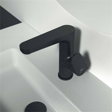 Ideal Standard Cerafine O mosdócsaptelep, leeresztővel, 155 mm, silk black