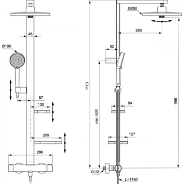 Ideal Standard Ceratherm ALU+ Zuhanyrendszer termosztátos csapteleppel