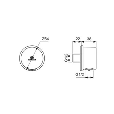 Ideal Standard Idealrain Wall Elbow beépített fali zuhanycsatlakozó, króm