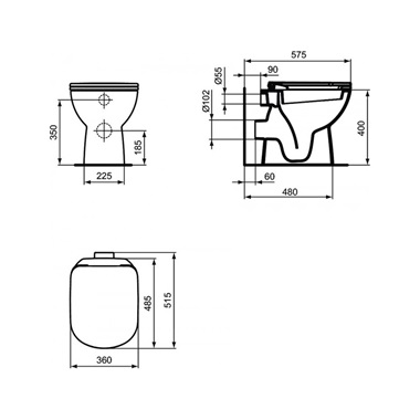 Ideal Standard i.life A álló wc, hátsó kifolyású, fehér