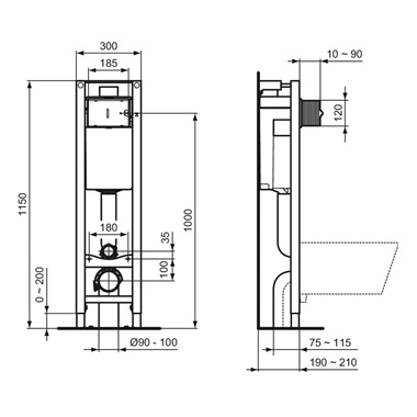 Ideal Standard ProSys beépíthető keret függő csészéhez
