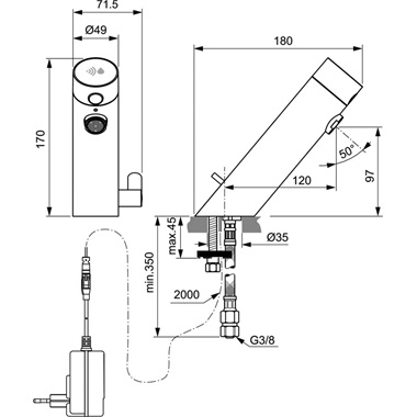 Ideal Standard Sensorflow csaptelep matt fekete