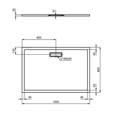 Ideal Standard Ultra Flat New zuhanyzótálca 80x20 cm, fehér