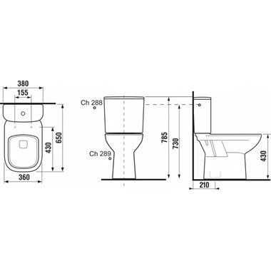Jika Olymp Deep WC monoblokkos 65x36x43 cm, fehér