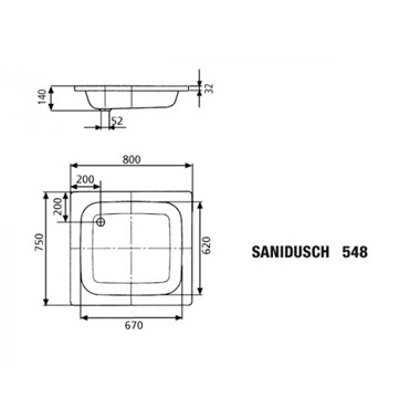 Kaldewei Sanidusch 395 zuhanytálca 80x80x14 cm, fehér