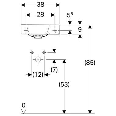 Keramag iCon XS kézmosó 38x28 cm, jobbos,Keratect bevonattal