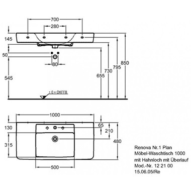 Keramag Renova NR.1 Plan mosdó 100x48 cm