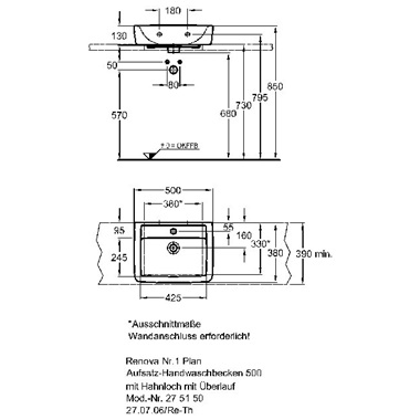 Keramag Renova Nr. 1 Plan kézmosó 50x38 cm