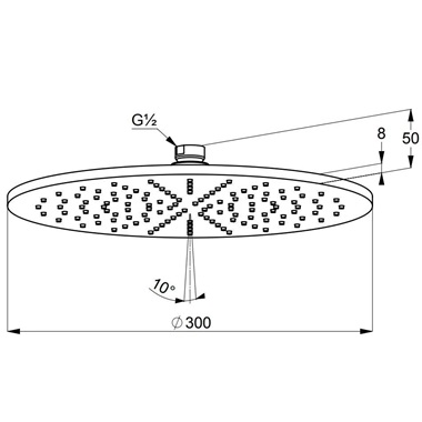 Kludi A-QA fejzuhany 300 mm, kerek, matt fekete