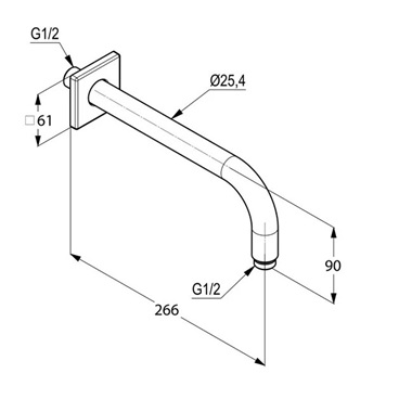 Kludi A-QA zuhanykar 250 mm, szögletes