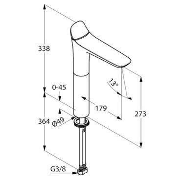 Kludi Amba egykaros mosdócsap mosdótálhoz 338 mm, króm