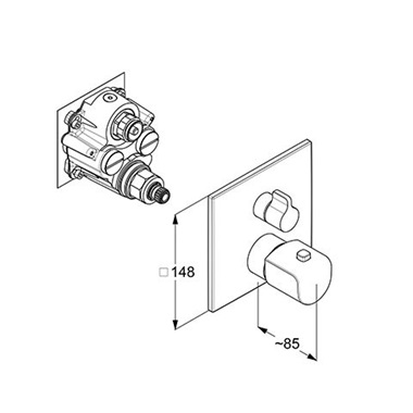 Kludi Ameo falsík alatti termosztátos kád/zuhanycsaptelep króm