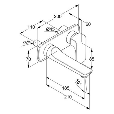 Kludi Ameo falsík alatti mosdó csaptelep 2 lyukas 185 mm króm