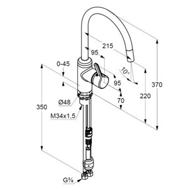 Kludi Bingo Star egykaros mosogató csaptelep kihúzható kifolyóval, fekete