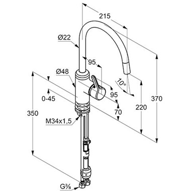 Kludi Bingo Star egykaros mosogató csaptelep, kihúzható kifolyóval, króm