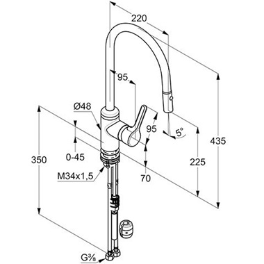 Kludi Bingo Star mosogató csaptelep kihúzható perlátorral, króm