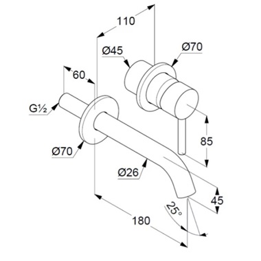 Kludi Bozz egykaros fali mosdócsaptelep 2 lyukas,  matt fekete