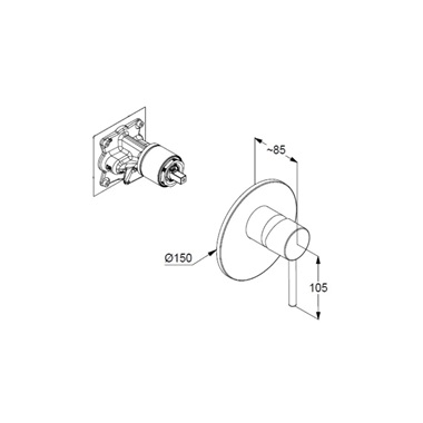 Kludi Bozz falsík alatti zuhanycsaptelep, matt fekete