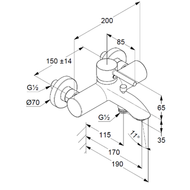 Kludi Bozz kádcsaptelep matt fekete