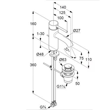 Kludi Bozz 75 mosdócsap automata leeresztővel króm 