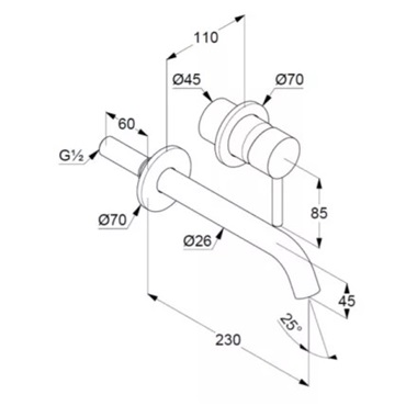 Kludi Bozz 230  falsík alatti mosdócsaptelep, 2 lyukas, króm