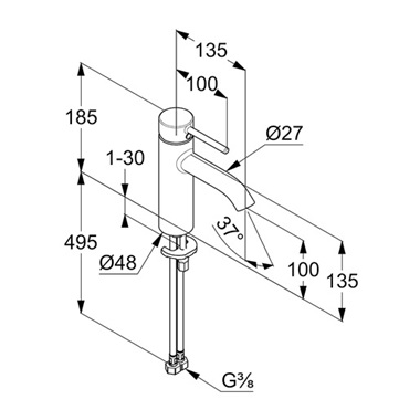 Kludi Bozz mosdócsaptelep 100 mm, leeresztő nélkül, króm