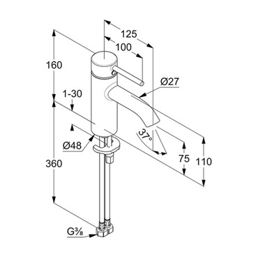 Kludi Bozz mosdócsaptelep 75 mm, leeresztő nélkül, króm
