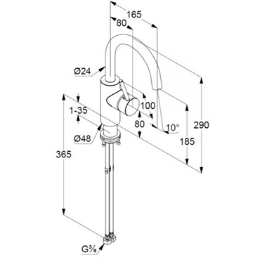 Kludi Bozz oldalkaros mosdócsaptelep leeresztő élkül, króm