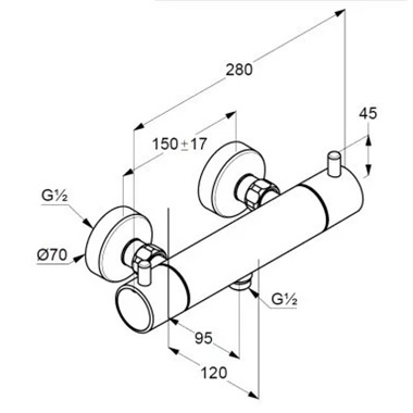 Kludi  Bozz termosztátos zuhanycsaptelep matt fekete