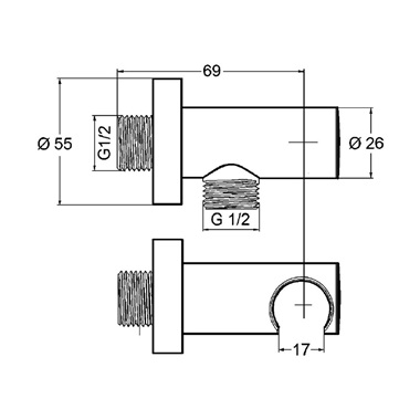 Kludi zuhanycsatlakozó kézizuhany tartóval, matt fekete