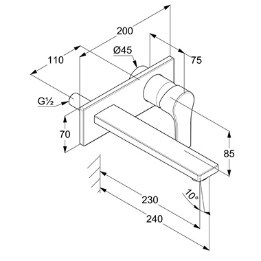 Kludi Zenta SL kétlyukas fali mosdócsaptelep leeresztő nélkül