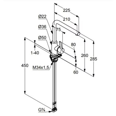 Kludi L-line S egykaros mosogatócsap forgatható kifolyóval, króm