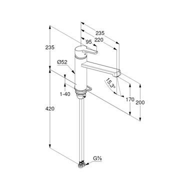 Kludi M3 mosogatócsaptelep álló fekete
