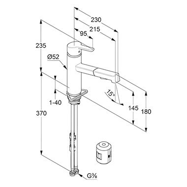 Kludi M3 álló mosogató csaptelep, kihúzható fejes