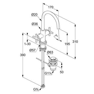 Kludi Nova Fonte Classic mosdócsap króm