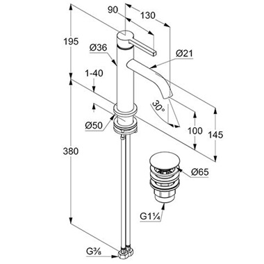 Kludi nova Fonte Pura mosdócsap 100 push-open króm